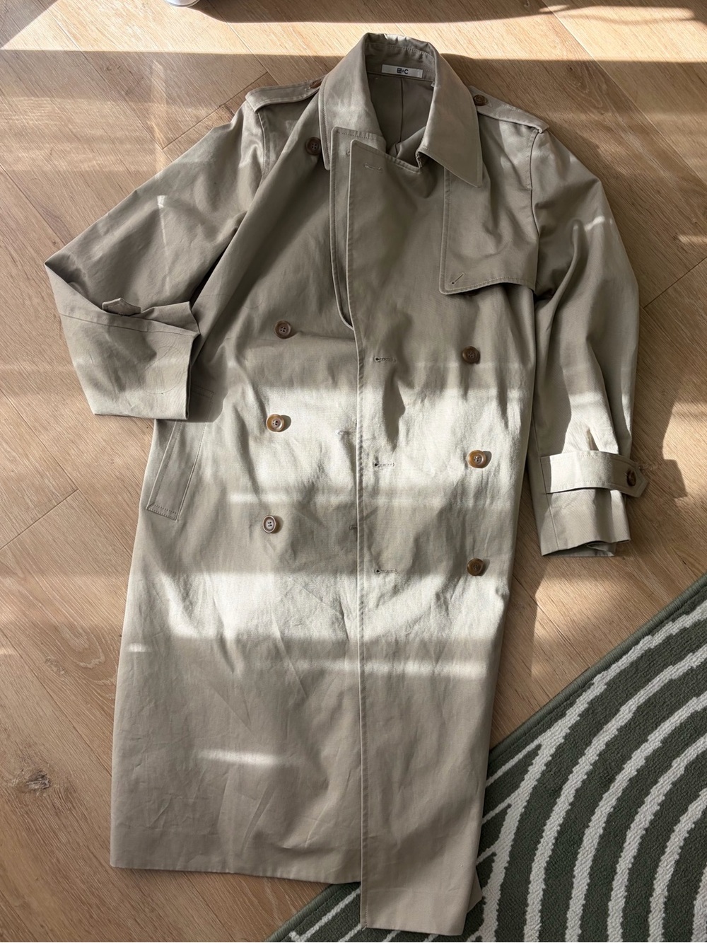 Uniqlo Double-Breasted Trench Coat in Khaki